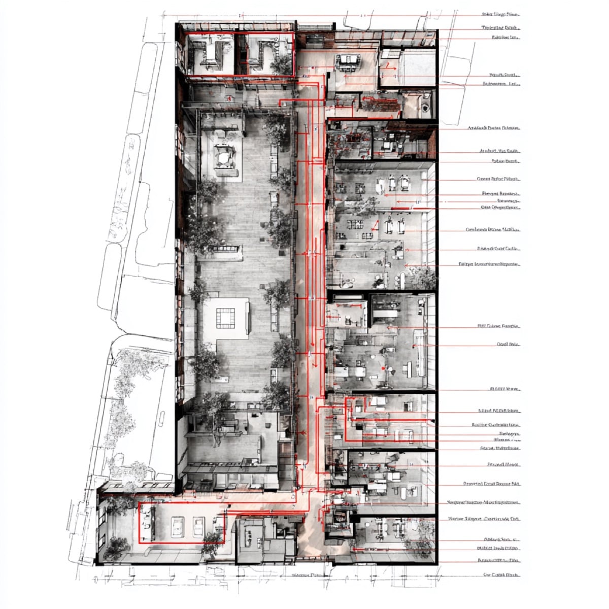 Fleming Smith townhouse fixture rough-in showing precision tolerance measurements for high-end bathroom installations in a TriBeCa landmark renovation